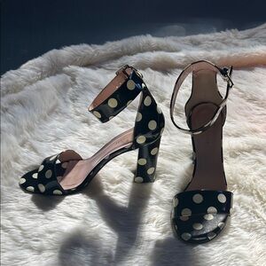 Kate Spade Polka Dot Ankle Strap Sandals - Black and White size 7 1/2